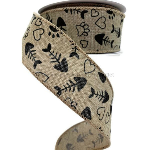 1.5"X50YD NAT LINEN/KITTY CAT LOVE Q501909-617 - DecoExchange
