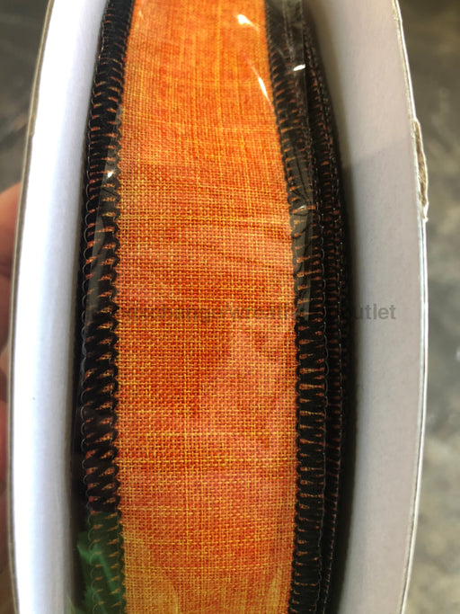 1.5"X50YD ROYAL BURLAP With STITCH EDGE Orange/Black RG05108YF - DecoExchange