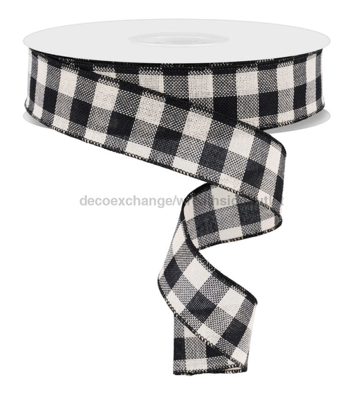 1.5’X50Yd Woven Check Cream/Black Rl3130 Ribbon