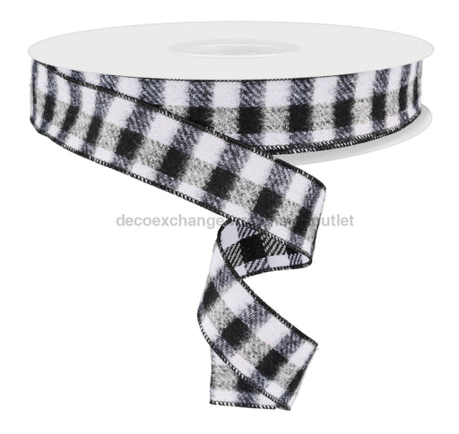 1.5’X50Yd Woven Fuzzy Check Black/White Rl3425 Ribbon