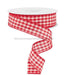 1.5’X50Yd Woven Gingham Check Red/Cream Rl3119 Ribbon