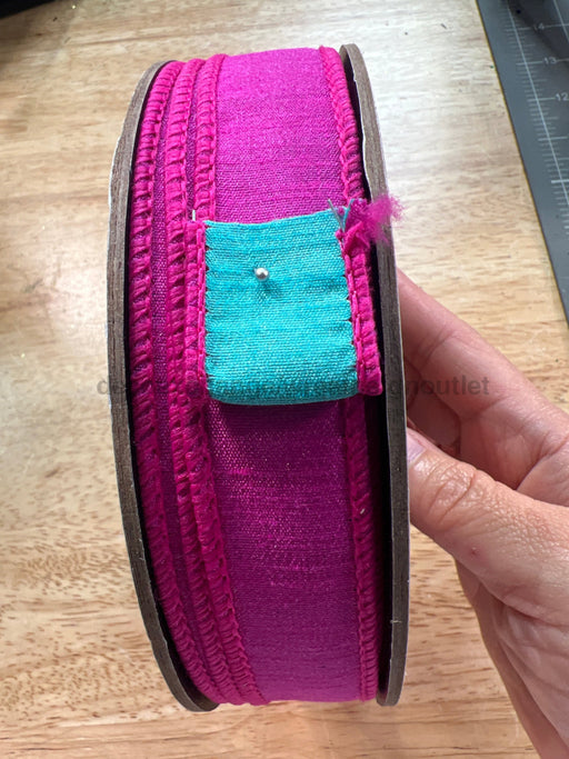 1’’ X 25Yds Double Sided Dupion Teal Hot Pink Ds-05-1533 Ribbon
