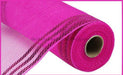 10.25"X10Yd Border Stripe Metallic Mesh Hot Pink W/Hot Pink Foil RE850211 - DecoExchange