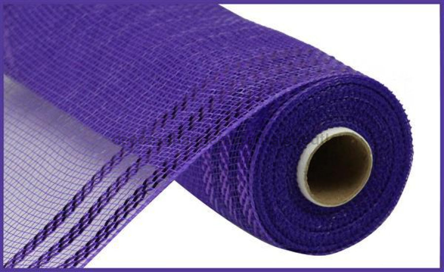 10.25"X10Yd Border Stripe Metallic Mesh Purple W/Purple Foil Re850223 - DecoExchange