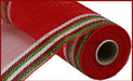 10.25"X10Yd Border Stripe Metallic Mesh Red/Lime/White RE850493 - DecoExchange