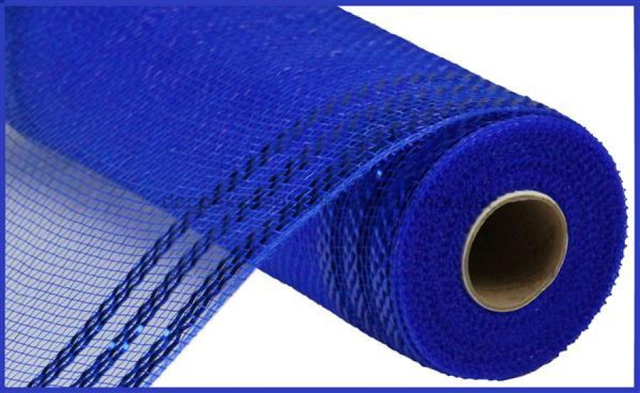 10.25"X10Yd Border Stripe Metallic Mesh Royal Blue W/Royal Foil RE850225 - DecoExchange