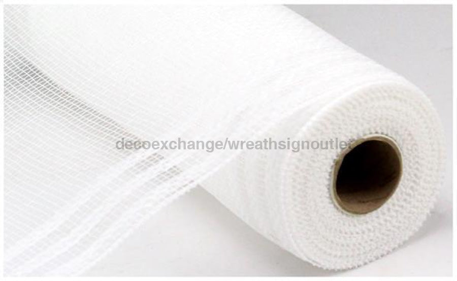 10.25"X10Yd Border Stripe Metallic Mesh White With White Film RE8502R1 - DecoExchange