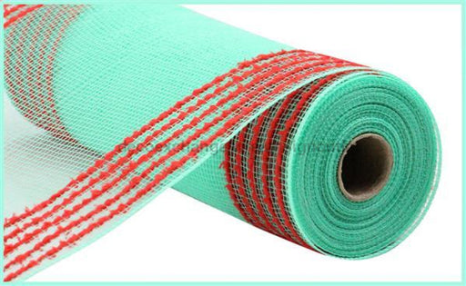 10.25X10Yd Drift/Pp Wide Border Mesh Mint Green/Red Ry8115W9