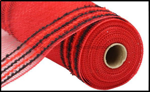 10.25"X10Yd Drift/Pp Wide Border Mesh Red/Black RY8116E6 - DecoExchange®