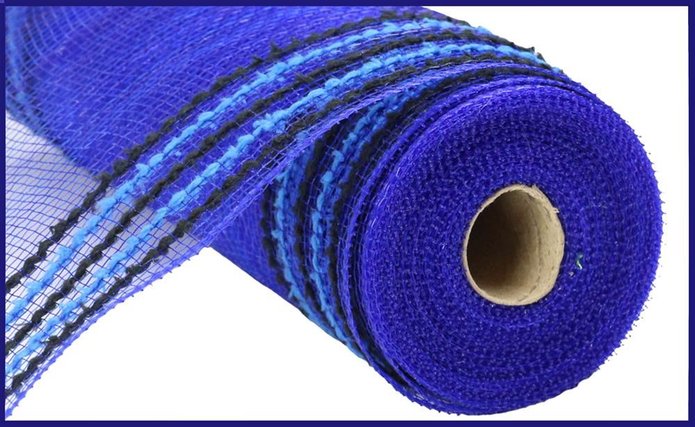 10.25"X10Yd Drift/Polypropylene Wide Border Mesh Royal Blue/Black RY8116K5 - DecoExchange