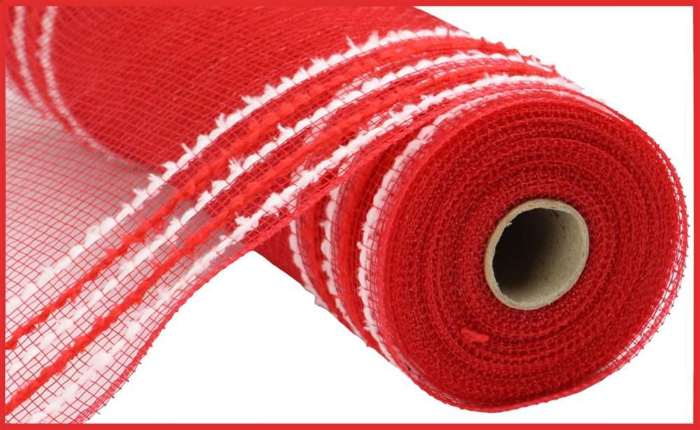 10.25"X10Yd Drift/Pp Wide Border Mesh Red/White RY811649 - DecoExchange