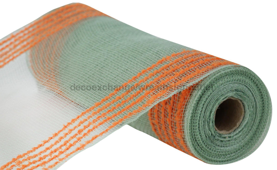 10.25’X10Yd Drift/Pp Wide Border Mesh Sage Green/Orange Ry8115Y4