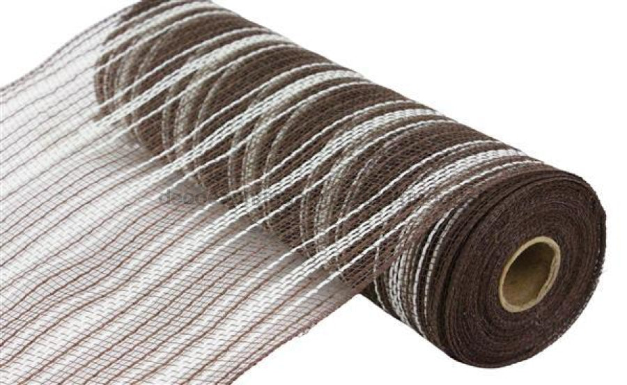 10.25X10Yd Farmhs Stripe Faux Jute Mesh Chocolate/Cream Ry8344Em