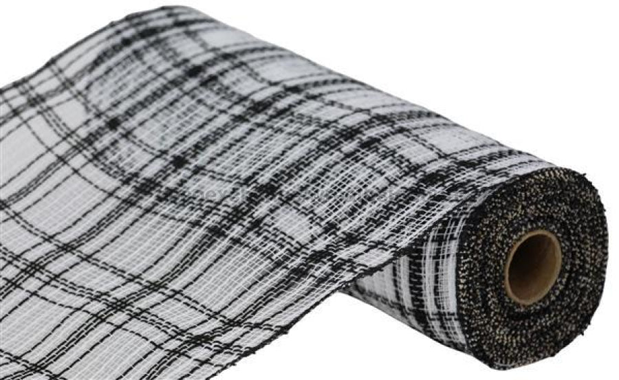 10.25X10Yd Farmhse Plaid Faux Jute Mesh Black/White Ry834562