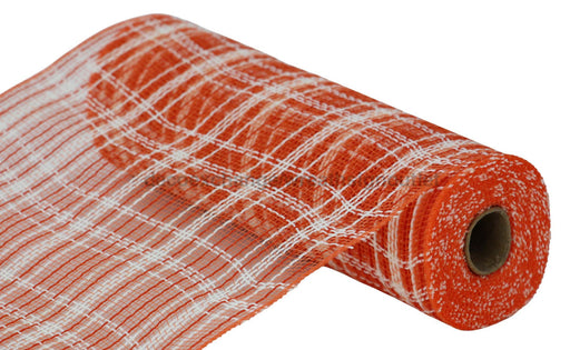 10.25’’X10Yd Farmhse Plaid Faux Jute Mesh Orange/Cream Ry8345Et