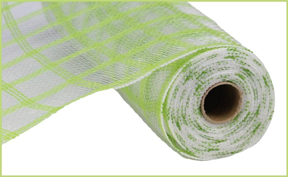 10.25"X10Yd Faux Jute Check Mesh Fresh Green RY8306F2 - DecoExchange