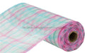 10.25X10Yd Faux Jute Check Mesh Lt Blue/Mint/Lt Pink/Wht Ry8339At