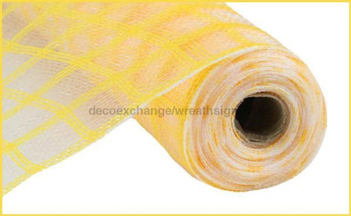 10.25"X10Yd Faux Jute Check Mesh Yellow RY830629 - DecoExchange®