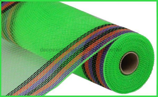 10.25"X10Yd Faux Jute/Pp/Border Stripe Lime/Purple/Orange/Black RY832676 - DecoExchange