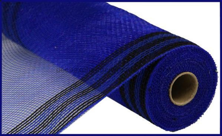 10.25X10Yd Faux Jute/pp/border Stripe Royal Blue/black Ry8325K5 Mesh