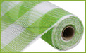10.5"X10Yd Faux Jute/Pp Large Check Fresh Green/White RY831566 - DecoExchange