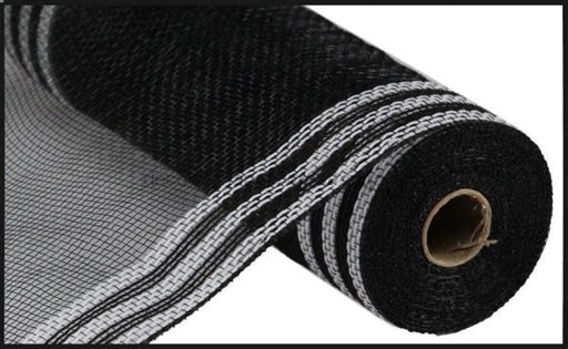 10.25"X10Yd Faux Jute/Pp/Border Stripe Black/White RY832562 - DecoExchange®