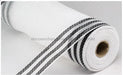 10.25"X10Yd Faux Jute/Pp/Border Stripe White/Black RY8325F6 - DecoExchange®