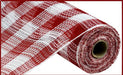 10.25"X10Yd Faux Jute/Pp Small Check Red/White RY832049 - DecoExchange®