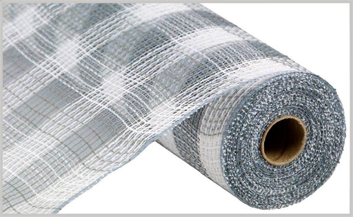 10.25"X10Yd Faux Jute/Pp Small Check White/Grey RY8320J8 - DecoExchange