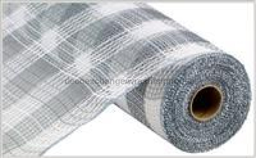 10.25"X10Yd Faux Jute/Pp Small Check White/Grey RY8320J8 - DecoExchange