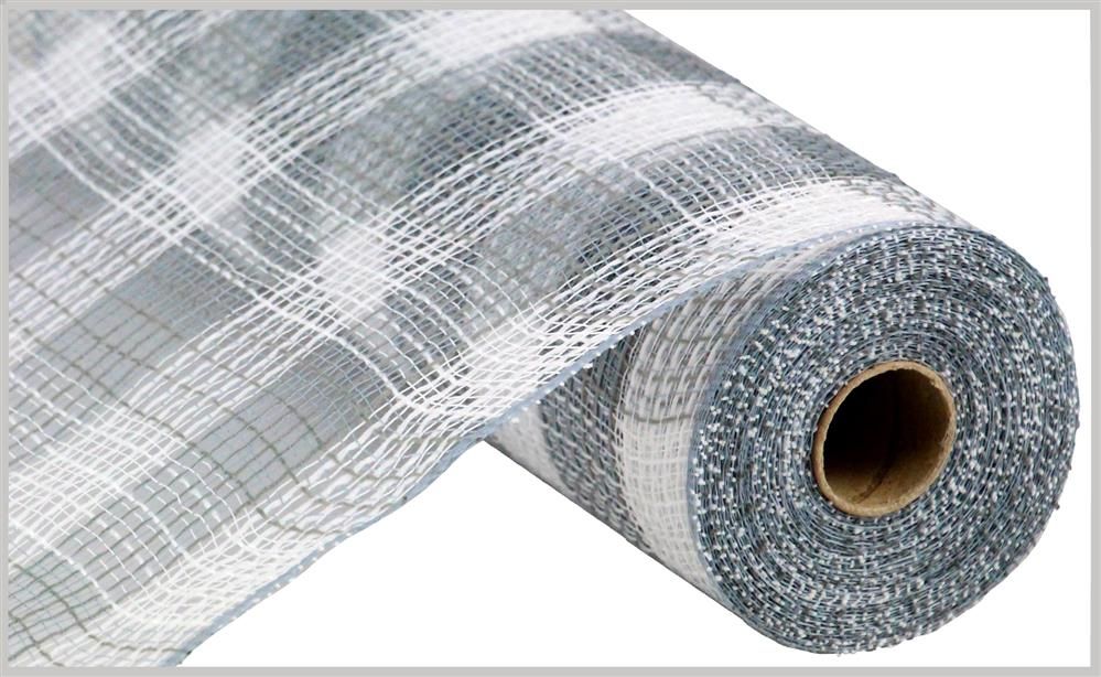 10.25"X10Yd Faux Jute/Pp Small Check White/Grey RY8320J8 - DecoExchange