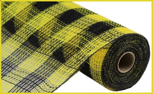 10.25"X10Yd Faux Jute/Pp Small Check Yellow/Black RY8320F4 - DecoExchange