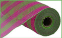 10.25"X10Yd Faux Jute/Pp Small Stripe Hot Pink/Fresh Green RY8319B2 - DecoExchange