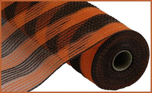 10.25"X10Yd Faux Jute/Pp Small Stripe Orange/Black RY8319F7 - DecoExchange