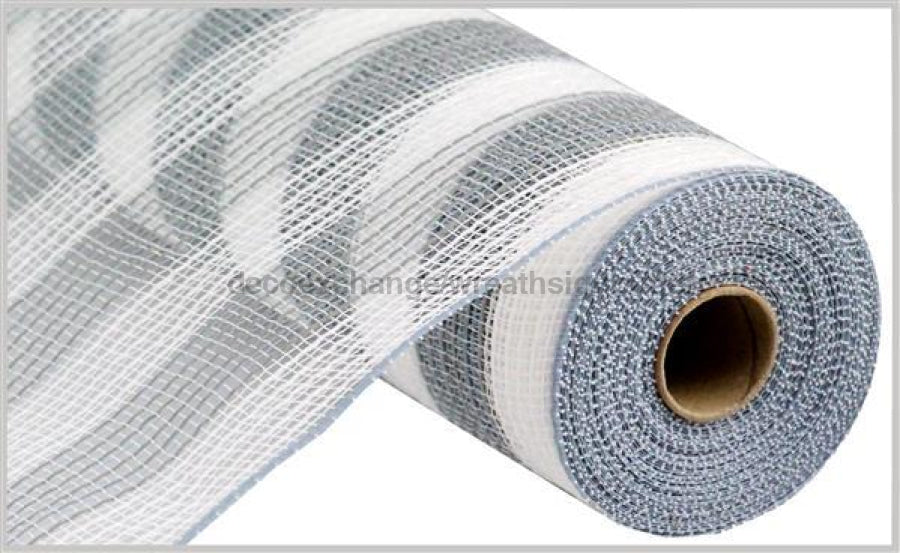 10.25"X10Yd Faux Jute/Pp Small Stripe White/Grey RY8319J8 - DecoExchange