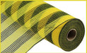 10.25"X10Yd Faux Jute/Pp Small Stripe Yellow/Black RY8319F4 - DecoExchange