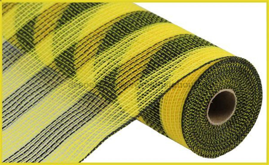 10.25"X10Yd Faux Jute/Pp Small Stripe Yellow/Black RY8319F4 - DecoExchange