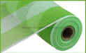 10.25"X10Yd Faux Jute/Pp Wide Stripe Fresh Green/White RY831466 - DecoExchange