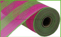10.25"X10Yd Faux Jute/Pp Wide Stripe Hot Pink/Fresh Green RY8314B2 - DecoExchange