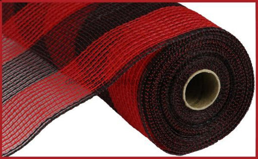 10.25"X10Yd Faux Jute/Pp Wide Stripe Red/Black RY8314E6 - DecoExchange