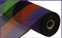 10.25"X10Yd Faux Jute Wide Stripe Mesh Blk/Prpl/Fresh Grn/Org RY8316D2 - DecoExchange
