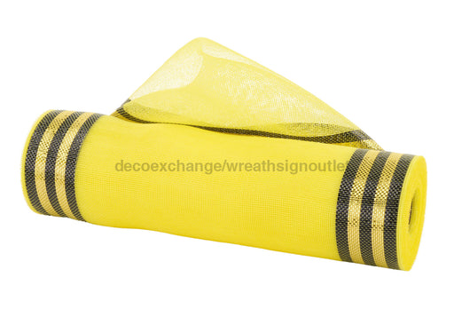 10.25’’X10Yd Fine Weave Border Strp Mesh Yellow/Black RY5012F4 Mesh