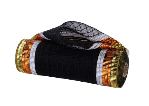 10.25’’X10Yd Fine Weave Matte/Jute Border Black/Gold/Orange/White RY5041FW Mesh