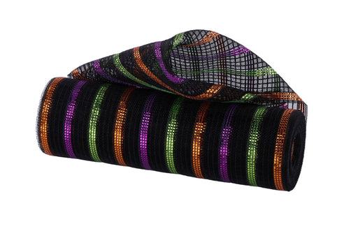 10.25’’X10Yd Fine Weave Met/Faux Jute Black/Orange/Lime/Purple RY504476 Mesh