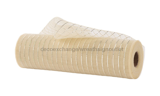 10.25’’X10Yd Fine Weave Metallic Mesh Champagne W/Champ. Foil Ry5001Ch