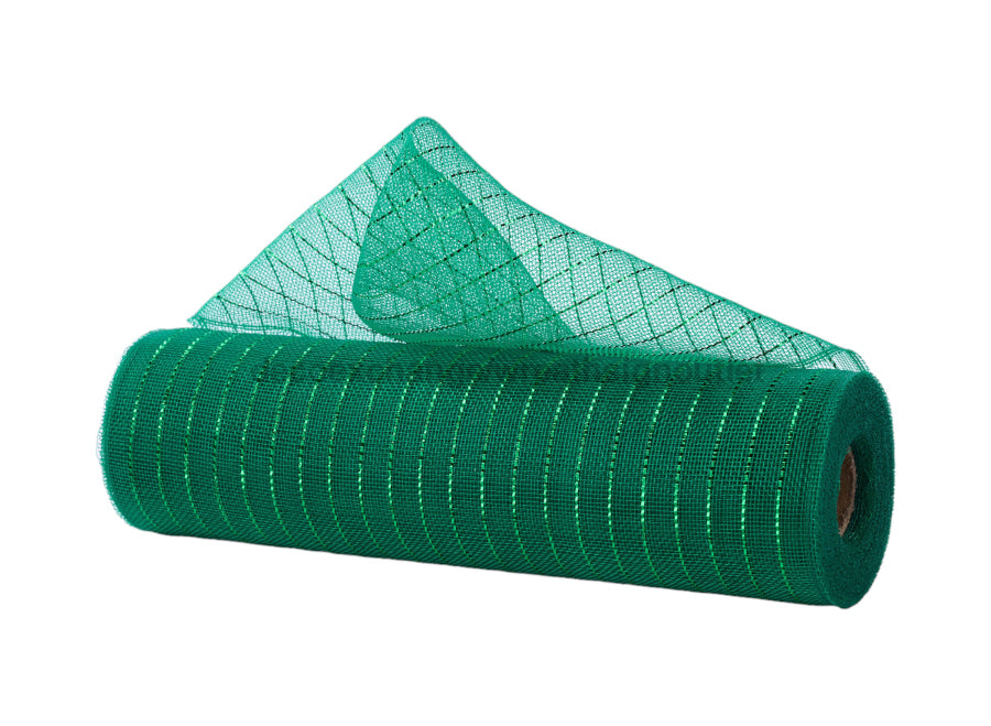 10.25’’X10Yd Fine Weave Metallic Mesh Emerald W/Emerald Foil Ry500106