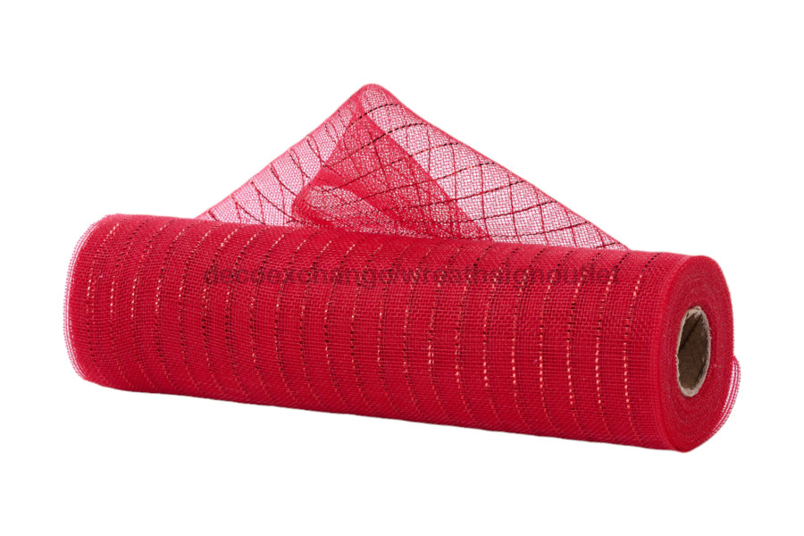 10.25’’X10Yd Fine Weave Metallic Mesh Red W/Red Foil Ry500124