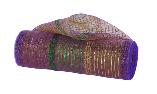 10.25’’X10Yd Fine Weave Wide Tinsel/Foil Mardi Gras RY503473 Mesh