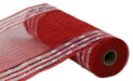 10.25X10Yd Foil/Snowball Border Mesh Red/White Ry821349