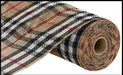 10.25X10Yd Jute Plaid Mesh Natural/Black/White/Red Ry8343
